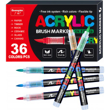 Акриловые маркеры GuangNa Brush GN-8101 с мягкой кисточкой 36 шт.