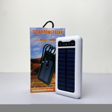 Power Bank Solar с кабелем USB+Micro+Type-C+Lightning (10000mAh) Белый