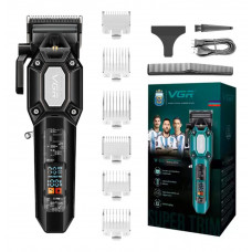 Аккумуляторная машинка для стрижки VGR V-600 с 6 насадками LED (Черный)