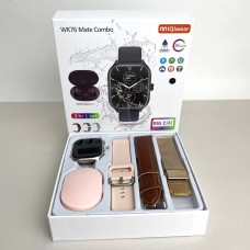 Комплект WK76 - Smart Watch / Навушники Air Dots / 3 ремінці / Захисний чохол та плівка (Рожевий)