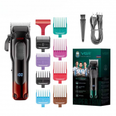 Аккумуляторная машинка для стрижки VGR V-013 с 8 насадками LED (Красный)