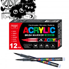 Акриловые маркеры GuangNa Brush GN-8101 с мягкой кисточкой 12 шт.