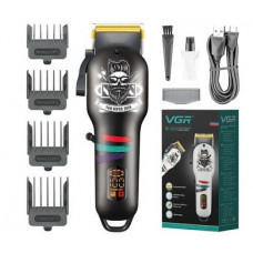 Аккумуляторная машинка для стрижки VGR V-699 с 4 насадками LED (Черный)