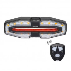 Велоліхтар з поворотами LY-5510 (red+yellow) з акумулятором + пульт управління