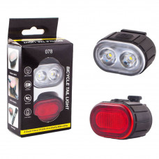 Велоліхтар ZH-078 2LED + STOP-14SMD (red) з акумулятором