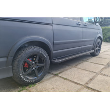 Боковые Подножки Allmond Black (2 шт., алюминий) Длинная База для Volkswagen T5 Transporter 2003-2010 гг