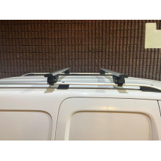 Багажник поперечины на стандартные рейлинги с замком Wizard V1 (2 шт) 125 см, Серый для Kia Carnival 2002-2013 гг