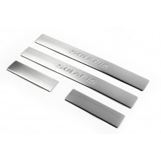 Накладки на пороги OmsaLine Solaris (4 шт, нерж) для Hyundai Accent 2011-2017 рр