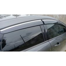 Ветровики с хромированным молдингом HB/Sedan (4 шт., Sunplex Chrome) для Ford Focus III 2011-2017 гг