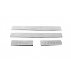 Накладки на пороги нержавейка Carmos V2 (4 шт) для Seat Leon 2013-2020 гг