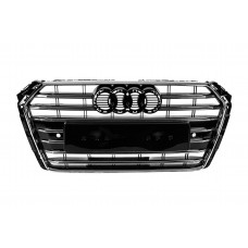 Передняя решетка радиатора S-Style (2016-2019, черная) для Ауди A4 B9