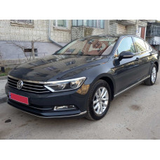 Накладки на передний бампер из нержавеющей стали (2015-2018, 3 шт) OmsaLine - Итальянская Нержавейка для Volkswagen Passat B8