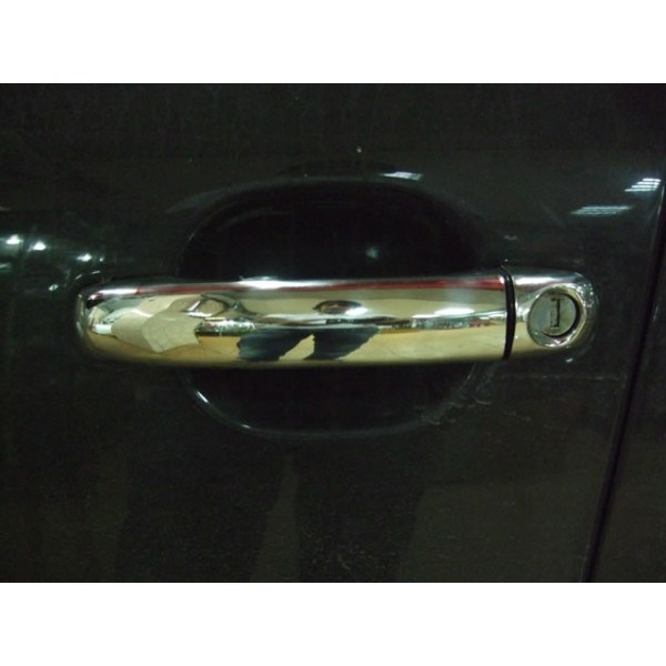 Хромированные Накладки на Ручки (4 шт., Нержавейка) OmsaLine, с отверстием под кнопку для Ауди Q7 2005-2015 гг