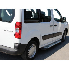 Бокові пороги Allmond Grey (2 шт., алюм.) для Peugeot Partner Tepee 2008-2018 рр