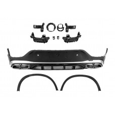 Задний диффузор с насадками Серебро (Дизайн AMG63 2020-2022) для Mercedes GLC coupe C253