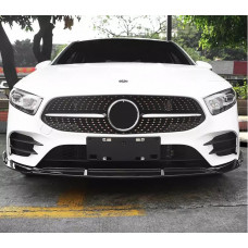 Передний спойлер-накладка (для AMG-Line 2018-2021, Черный) для Mercedes A-сlass W177 2018- гг