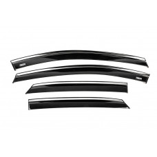 Ветровики с хромированным молдингом (2024-2025, 4 шт, Niken) для Ford Puma 2019- гг