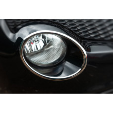 Накладки на передні ліхтарі (2 шт., нерж) 2010-2014, OmsaLine - Італійська нержавійка для Nissan Juke рр