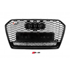 Передняя решетка радиатора S-Style черная с надписью Quattro (2014-2017) для Ауди A6 C7