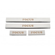 Накладки на пороги нержавейка Carmos (4 шт) для Ford Focus IV 2018- гг