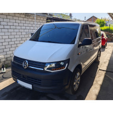 Передние LED фары с дневными ходовыми огнями 2015-2019 (Черный, Комплект 2 шт) для Volkswagen T6