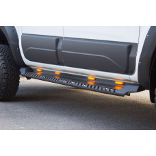 Боковые пороги Dakar V1 с LED (2 шт, металл) для Toyota Hilux 2015- гг