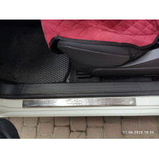 Накладки на пороги 500 (Carmos, 2 шт, нержавейка) для Fiat 500/500L 2013-2022 гг