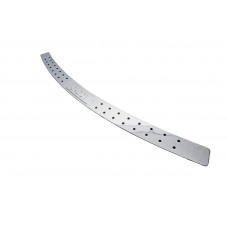 Накладка на задний бампер прямая (с черными точками, нержавейка) для Volkswagen Caddy 2010-2015 гг