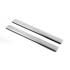 Накладки на пороги OmsaLine (2 шт, нержавейка) для Peugeot 107 2005-2014 гг