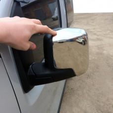 Накладки на Зеркала Верхние (2 шт, Нержавейка) Carmos - Турецкая Нержавеющая Сталь для Fiat Fiorino/Qubo 2008-2024 гг