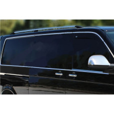 Полный комплект молдингов на окна (14 шт, нержавейка) 1 Сдвижная дверь, Длинная база для Volkswagen T5 Caravelle 2004-2010 гг