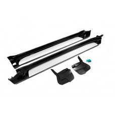 Боковые пороги (2 шт., алюминий) Черный (серая подножка) для Lexus GX460 2009-2023 гг
