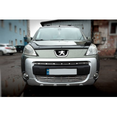 Накладки на решітку (2 част., нерж.) Carmos - Турецька сталь для Peugeot Partner Tepee 2008-2018 рр