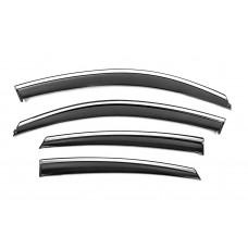 Ветровики с хромированным молдингом Niken Luxury (4 шт) для Honda Civic Sedan X 2016-2021 гг