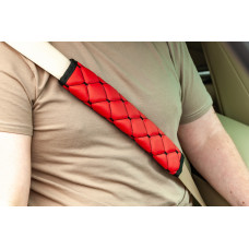 Накладки на ремни безопасности ECO (2 шт, Красные с черной строчкой)