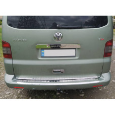 Накладка на задний бампер с загибом нержавейка (Omsa) Черный Хром для Volkswagen T5 Transporter 2003-2010 гг