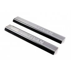 Накладки на пороги VIP (2 шт, нержавеющая сталь) для Volkswagen T5 Multivan 2003-2010 гг