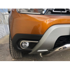 Накладки на противотуманные фары (2 шт., нержавейка) OmsaLine - Итальянская Нержавейка для Renault Duster 2018-2024 гг