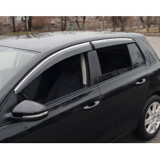 Ветровики с хромированным молдингом HB (4 шт., Sunplex Chrome) для Volkswagen Golf 6 2008-2014 гг