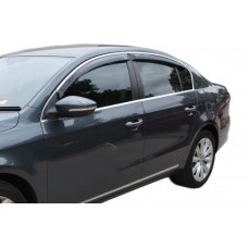 Ветровики с хромированным молдингом SD (4 шт, HIC) для Volkswagen Passat B6 2006-2012 гг