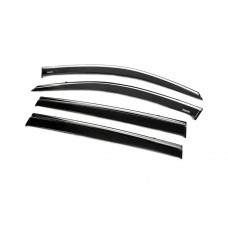 Ветровики с хромированным молдингом (4 шт, Niken) для Toyota Highlander 2013-2019 гг