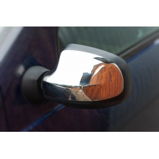 Накладки на зеркала (верхняя часть, 2 шт, нержавейка) для Renault Sandero 2007-2013 гг