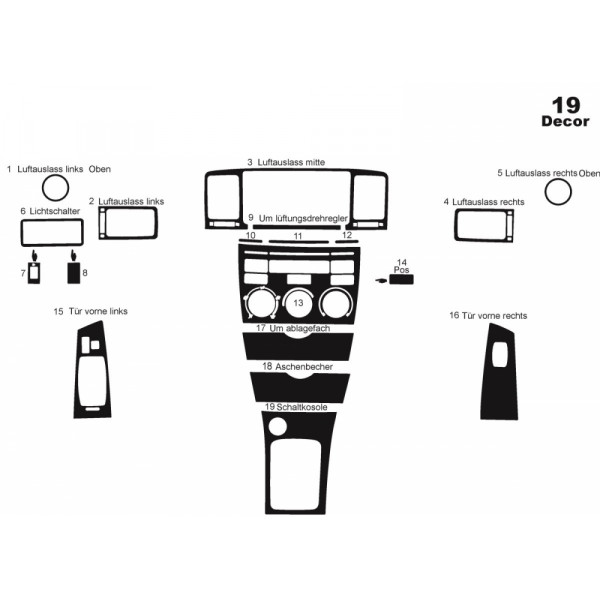 Накладки на панель приборов (2004-2007) Алюминий для Toyota Corolla