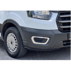 Накладки на противотуманные фары 2019-2025 (2 шт, нержавейка) OmsaLine - Итальянская Нержавейка для Ford Transit 2014- гг