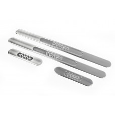 Накладки на пороги OmsaLine нержавейка Передние и задние для Opel Corsa D 2007-2014 гг