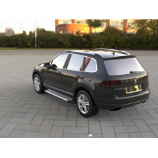 Бокові пороги Allmond Grey (2 шт., алюм) для Volkswagen Touareg 2010-2018 рр