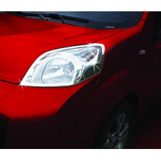 Накладки на Фары (2 шт., Нержавеющая Сталь) Carmos - Турецкая Нержавеющая Сталь для Peugeot Bipper 2008-2017 гг