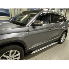 Боковые Подножки Shining V1 (2 шт., Алюминий) для Skoda Kodiaq 2016-2023 гг