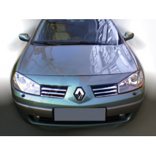 Хромированные Накладки на Решетку (Модель 2004-2006, 6 шт, Нержавеющая Сталь) Carmos - Турецкая Нержавеющая Сталь для Renault Megane II