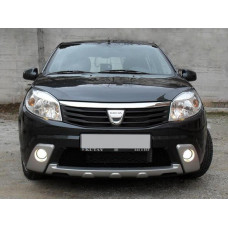 Накладки на передний бампер (3 шт., под покраску) для Renault Sandero 2007-2013 гг